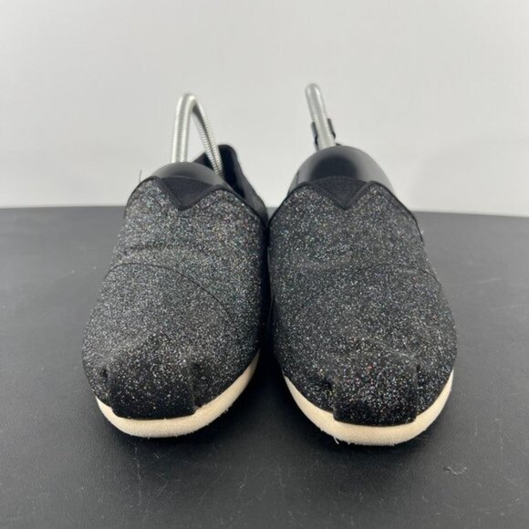 Toms Belmont Canvas Slip On Sneakers Shoes Size 8.5 Black Iridescent Glimmer - Picture 5 of 12